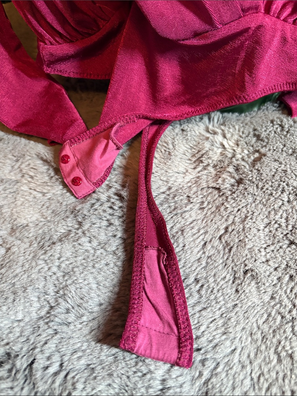 Free People Raspberry Wrap Bodysuit Size Medium - Picture 2 of 3